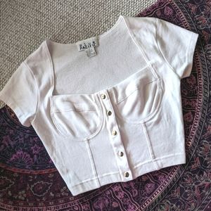 VTG Y2K 90's BLUE PACIFIC White Bustier Cr…